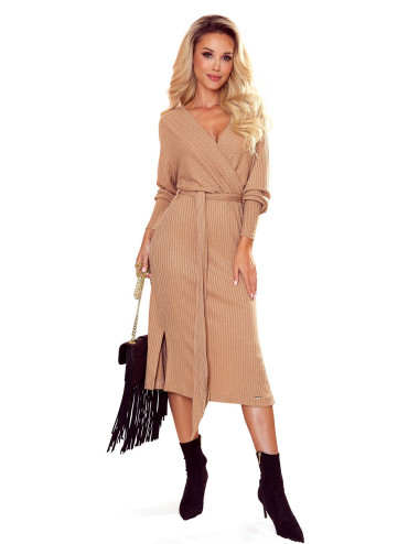 Robe pull enveloppe à nouer - RAYURES BEIGE 