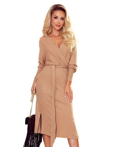 Robe pull enveloppe à nouer - RAYURES BEIGE 