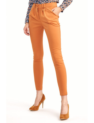 Pantalon orange classique à jambes fuselées 