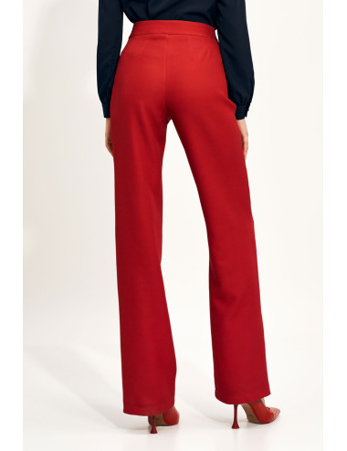 Pantalon large taille haute rouge 