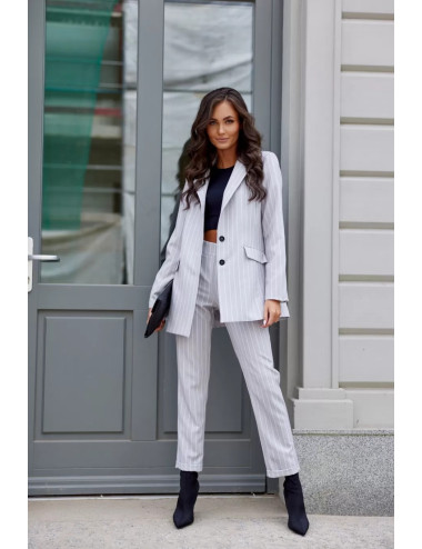 Madison - pantalon rayé classique pour femme gris 