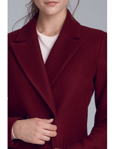 Élégant manteau croisé bordeaux 