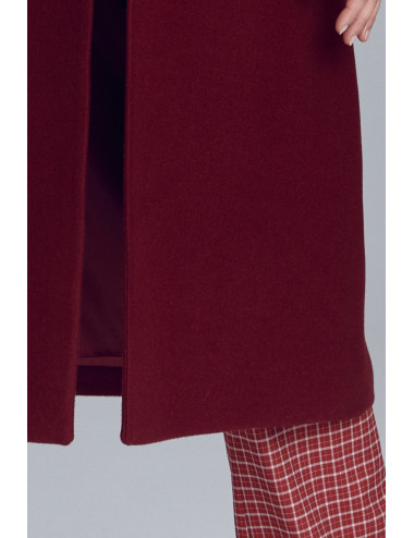 Élégant manteau croisé bordeaux 