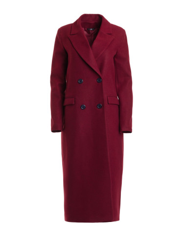 Élégant manteau croisé bordeaux 