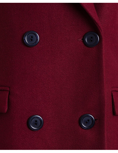 Élégant manteau croisé bordeaux 