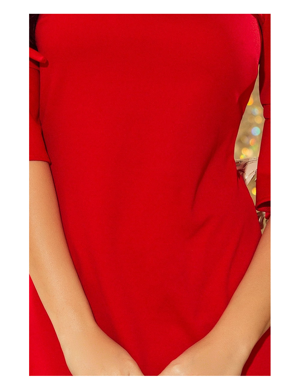 Krótka czerwona sukienka dwukolorowa 