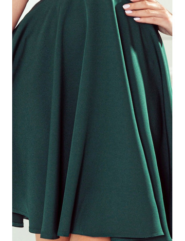 ROSALIA Robe féminine avec encolure enveloppe et nœuds - VERT BOUTEILLE 