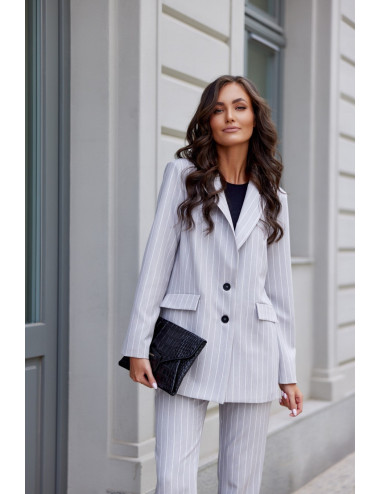 Jimmie - veste rayée à simple boutonnage pour femme gris clair 